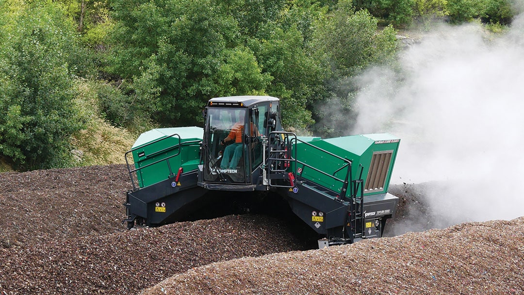 Komptech Crambo shredder and Topturn compost turner, the industry