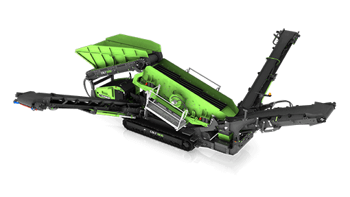 EvoQuip Colt 1000 compact scalping screen cutout for onsite construction and aggregate recycling in Western Canada.