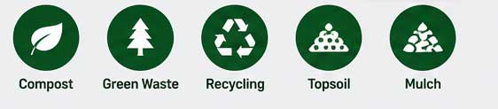 Application material icons for compost, Green Waste Recycling, Topsoil, and Mulch
