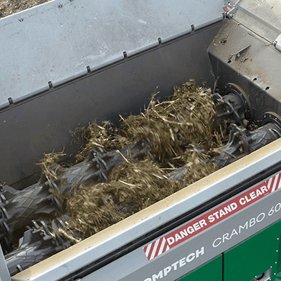 crambo-shredding-chamber Wood and green waste being efficiently shredded inside the shredding chamber of a Crambo shredder