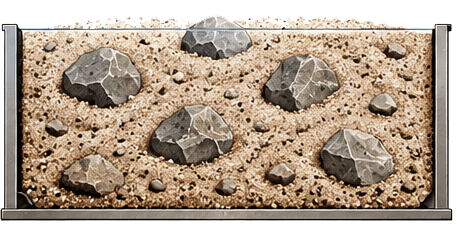 screened aggregate material with an excess amount of fines. 