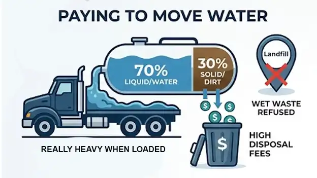 hydrovac load illustration of why the load is so heavy and hard to deal with.