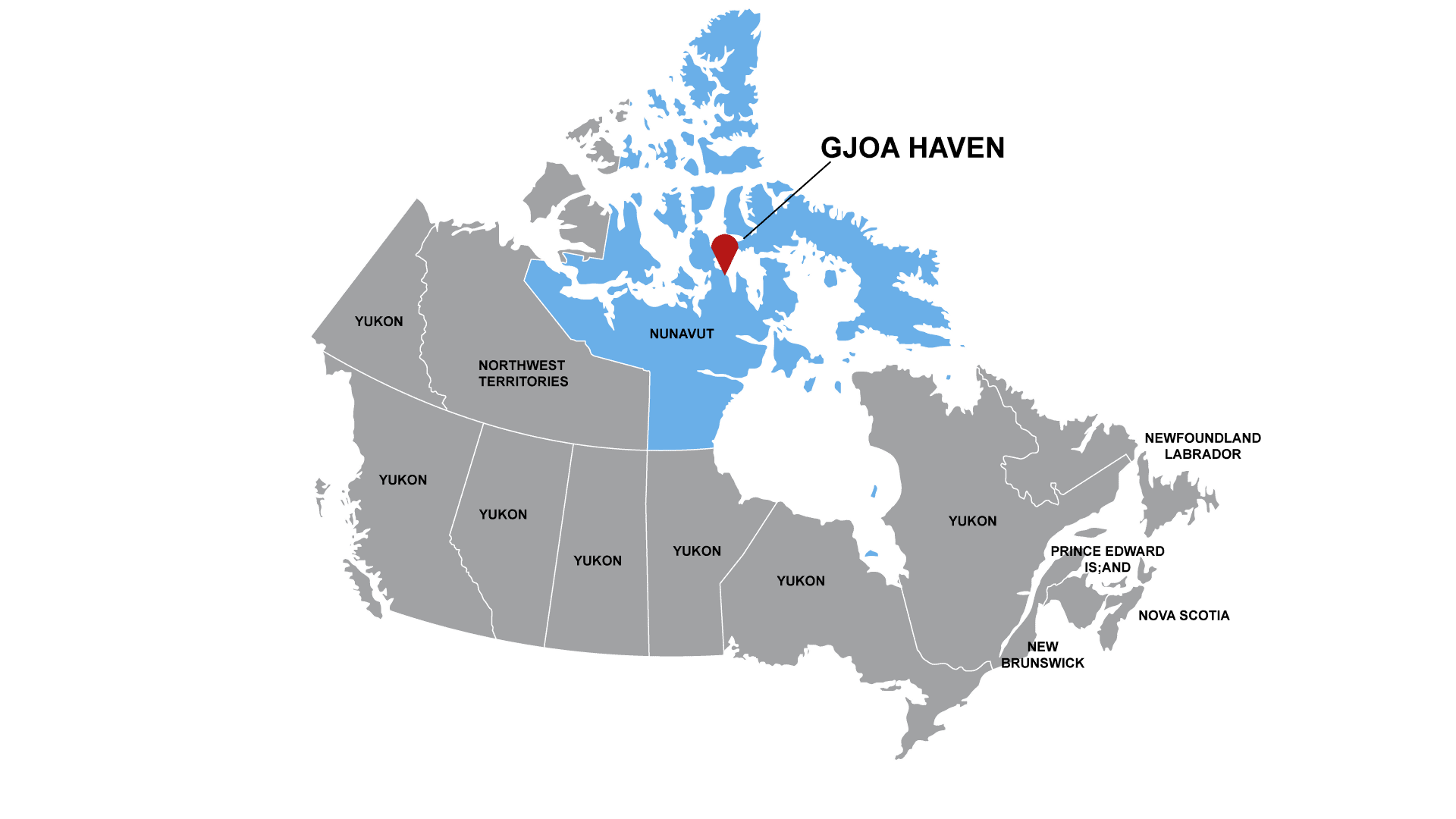 Maop of Canaada shwing Gjoa Haven nunavut