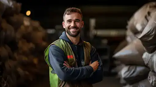 Recycling plant worker