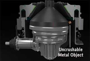 Illustratin of tramp metal inside Powerscreen Automax cone crusher
